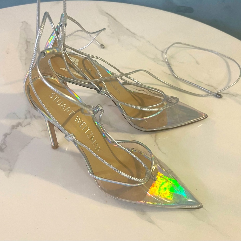 Stuart Weitzman Silver/clear stiletto 👠 heels